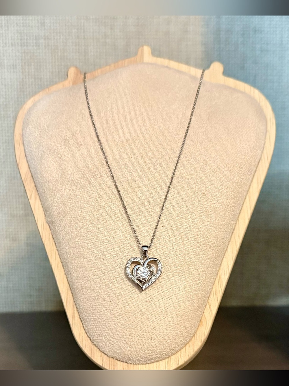 Moissenite 1 ct. Solid Sterling Silver Heart Necklace